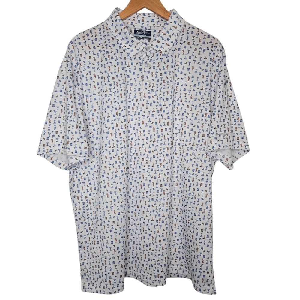 Ben Hogan Mens Performance Multi Color Cocktails Print Golf Polo Shirt XL